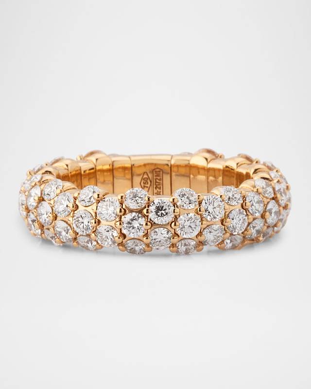18K Rose Gold Stretch Ring with Diamonds, Size 6